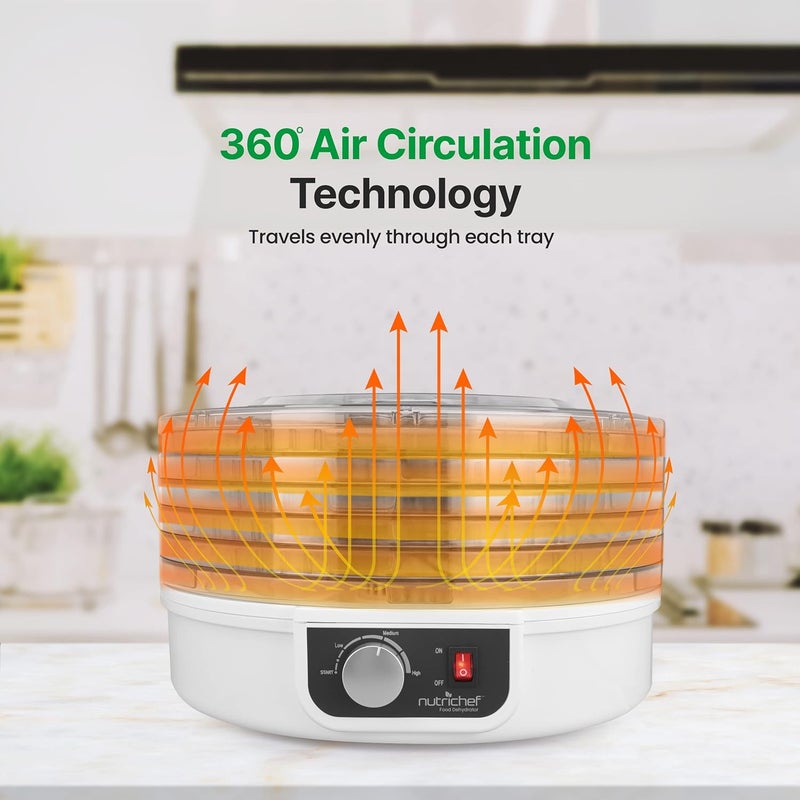 NutriChef Food Dehydrator Machine | Dehydrate Beef Jerky, Meats, Mushrooms, Fruits & Vegetables | Great For At Home Use | Uses High-Heat Circulation for Even Dehydration | 5 Easy to Clean Trays. - Image 5